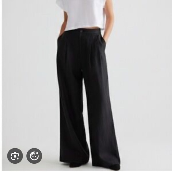 Sleeper Pants - SLEEPER black 100% linen wide leg trouser’s L